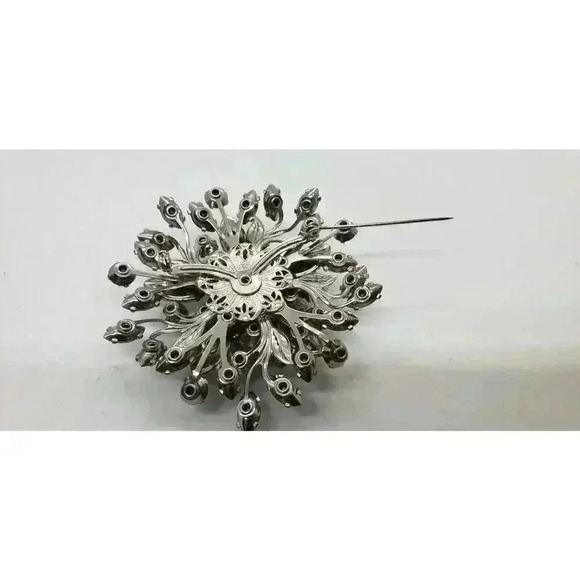 Vintage Blue Brooch Rhinestone & Moonstone Beau Judy Lee Spray Large Statement - Picture 5 of 8